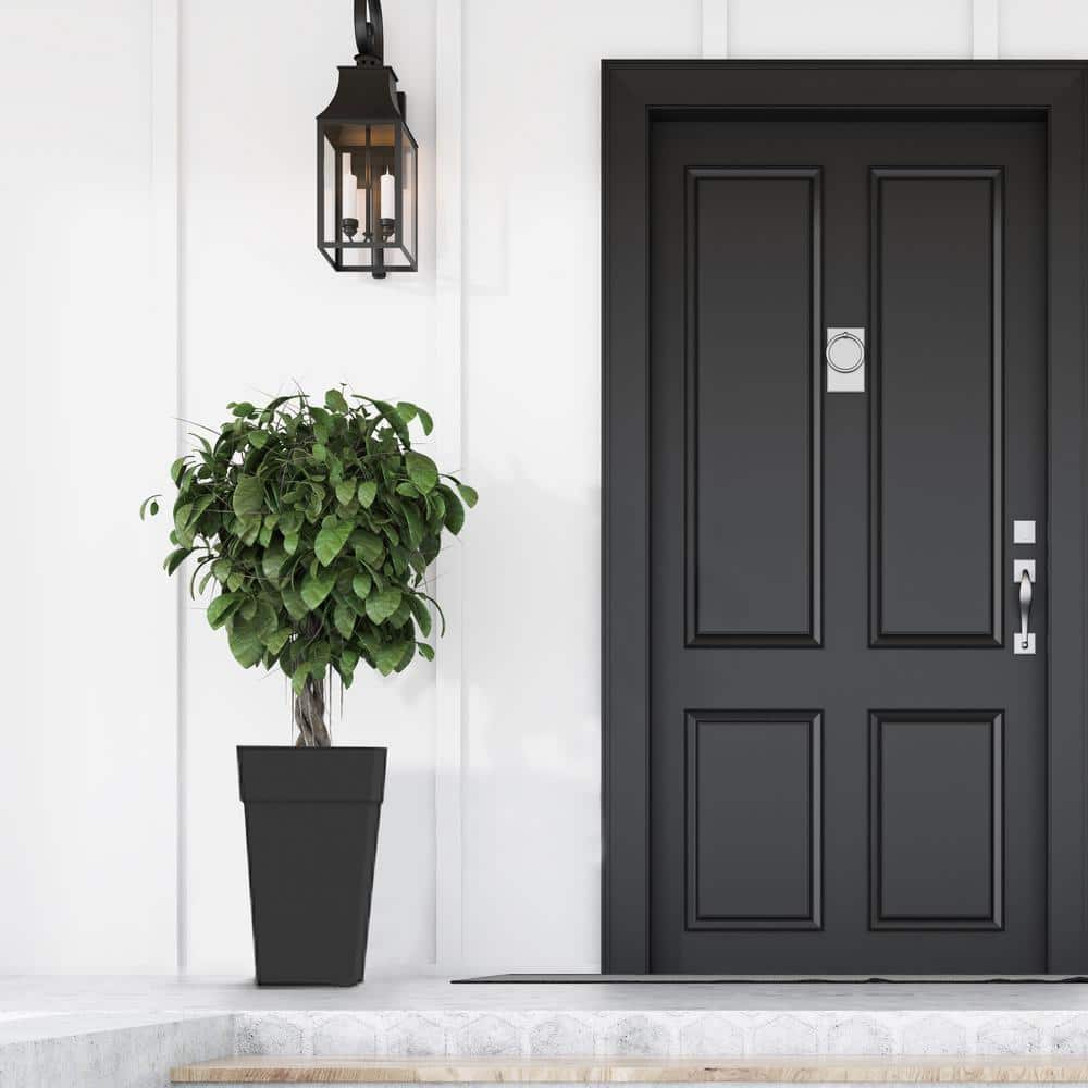 Tall Black Recycled Plastic Indoor/Outdoor Planter, 25"