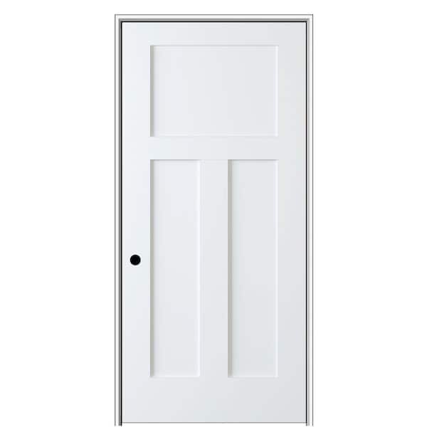 MMI DOOR Shaker Flat Panel 18 in. x 80 in. Right Hand Solid Core Primed HDF Single Pre-Hung Interior Door with 4-9/16 in. Jamb
