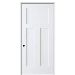 Shaker Flat Panel 18 in. x 80 in. Right Hand Solid Core Primed HDF Single Pre-Hung Interior Door with 6-9/16 in. Jamb