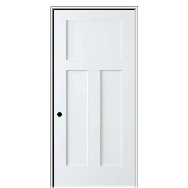 MMI Door Shaker Flat Panel 30 in. x 80 in. Right Hand Solid Core Primed HDF Single Pre-Hung Interior Door with 6-9/16 in. Jamb