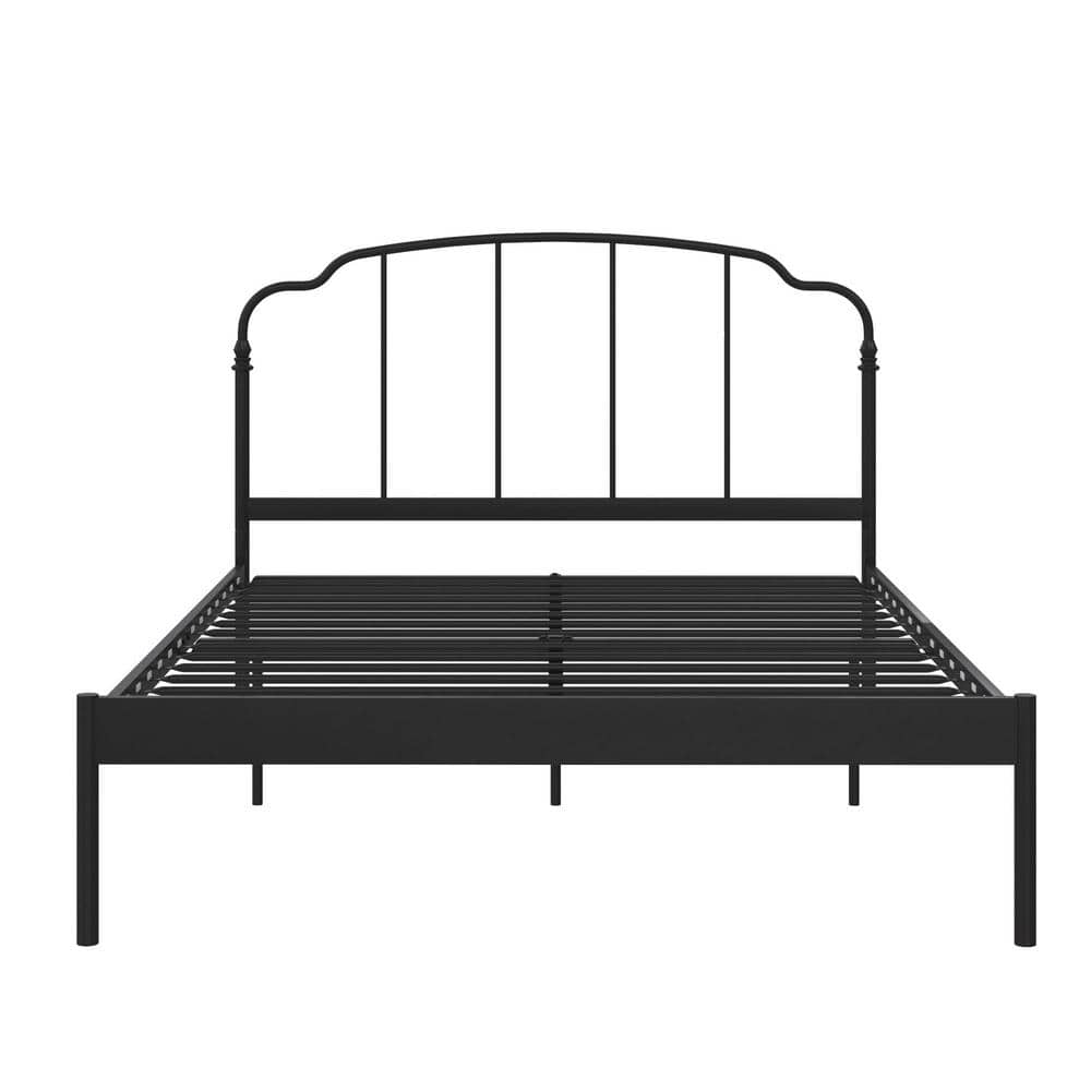 Camie Black Metal Full Size Adjustable Platform Bed with Headboard