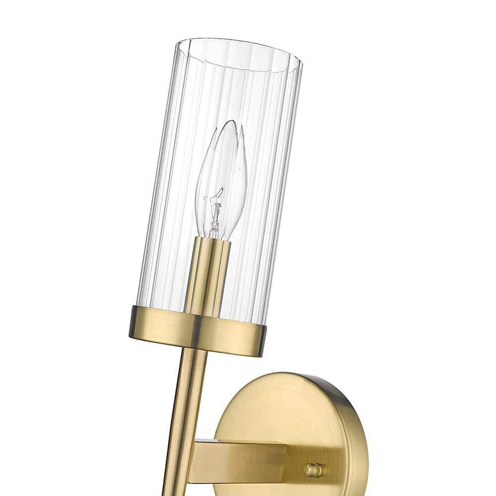 Elegant Gold Metal Wall Sconce with Clear Glass Shade