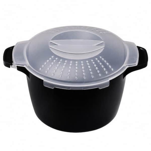 2 qt. Black Ceramic Professional Large Micro Cookware, Microwave Steamer for Vegetables, BPA Free, Dishwasher Safe