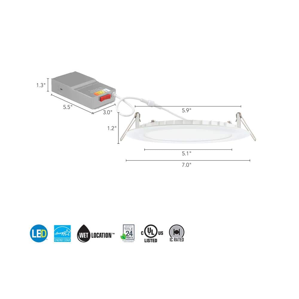 6'' Silver Aluminum Dimmable LED Recessed Lighting Kit