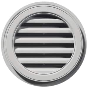 18 in. x 18 in. Round Gray Plastic Weather Resistant Gable Louver Vent