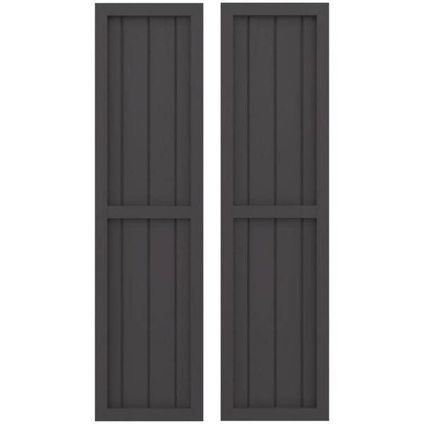 Ekena Millwork 14-in W x 49-in H Americraft 4 Board Exterior Real Wood Two Equal Panel Framed Board and Batten Shutters Shadow Mountain