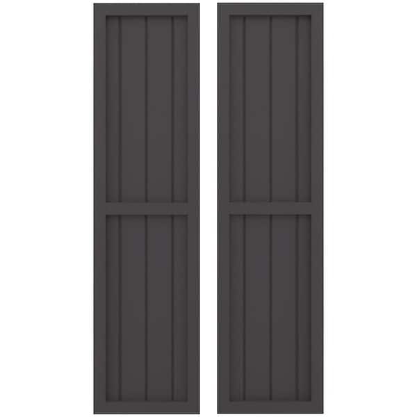 Ekena Millwork 14-in W x 64-in H Americraft 4 Board Exterior Real Wood Two Equal Panel Framed Board and Batten Shutters Shadow Mountain