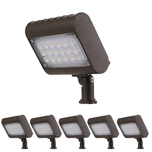 15-Watt Bronze Dusk to Dawn Photocell Sensor Commercial Outdoor Integrated LED Flood Light with Adjustable Head 6-Pack