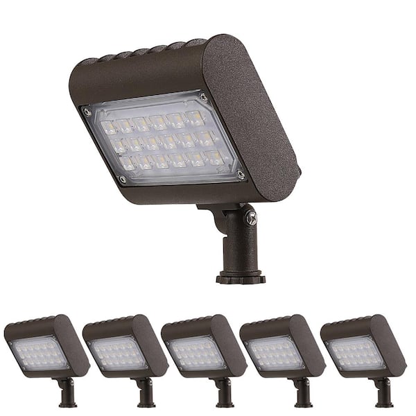Feit Electric 15-Watt Bronze Dusk to Dawn Photocell Sensor Commercial Outdoor Integrated LED Flood Light with Adjustable Head 6-Pack
