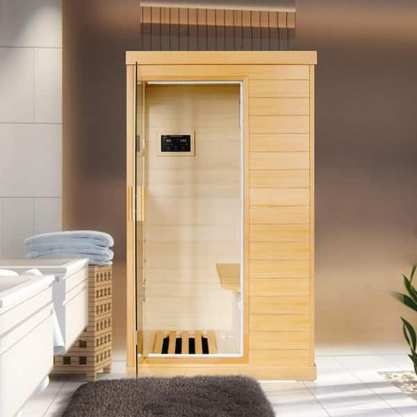 Moray 1-Person Indoor Hemlock Infrared Sauna with 5 Far-Infrared Carbon Crystal Heaters