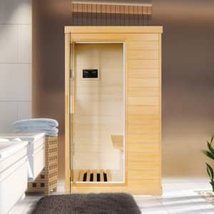 Moray 1-Person Indoor Hemlock Infrared Sauna with 5 Far-Infrared Carbon Crystal Heaters
