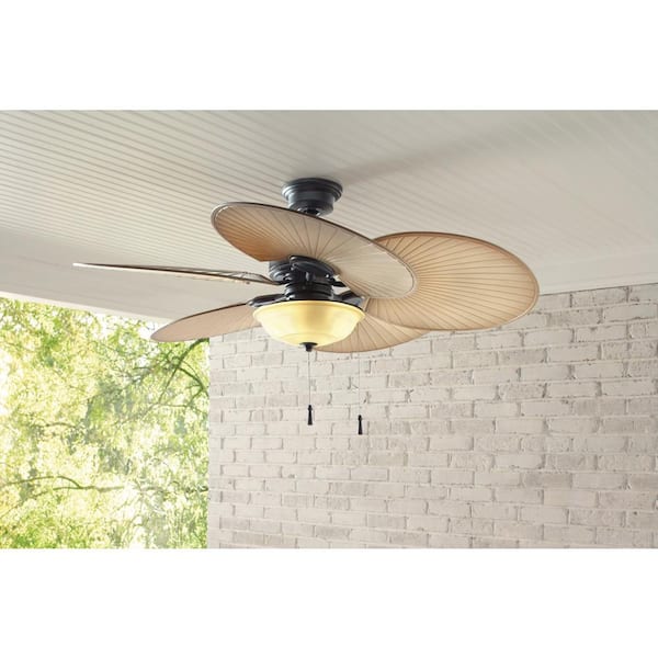 Outdoor/Indoor 48" Patio Ceiling Fan Outside Iron Light Kit Unique Palm Leaf 