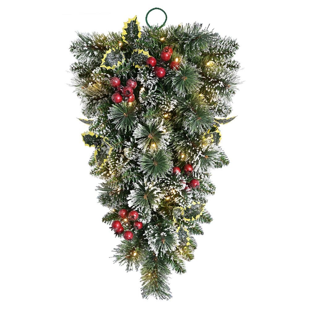 28 in. Pre-Lit Snowy Silverton Pine Swag Battery-Operated with 35 Warm White LED Lights price history on PriceWatchPro