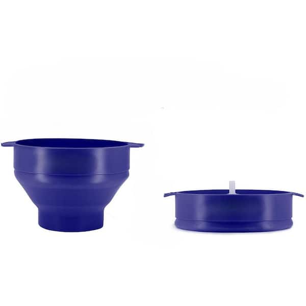 9.5 in. 4 qt. Silicone Microwave Popcorn Popper with Collapsible Design, No Oil Required in Blue