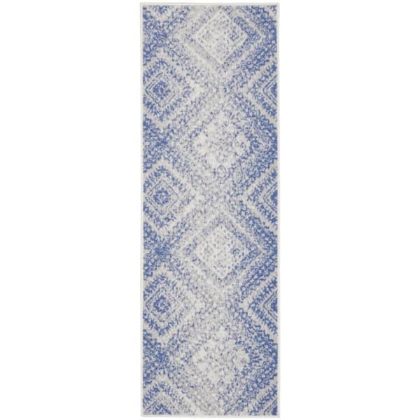 2 ft. x 8 ft. White Geometric Washable Area Rug Runner Rug