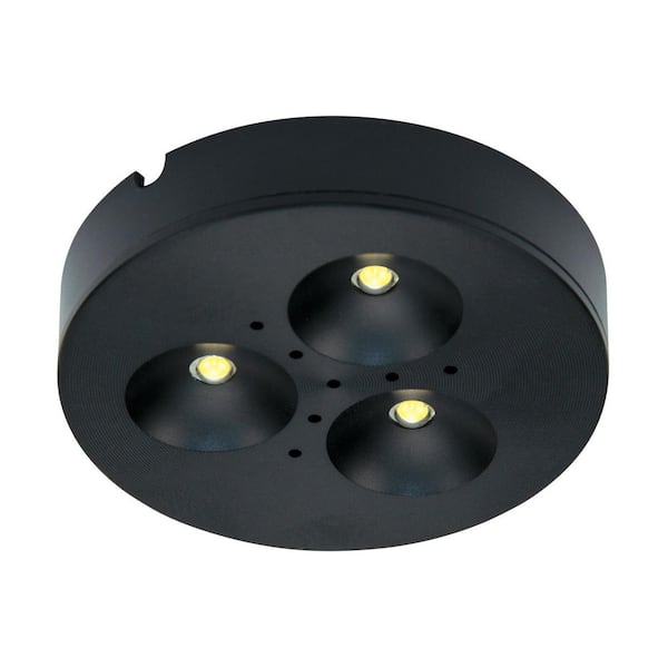 TriVue Soft-White (3000K) Dimmable Integrated LED Puck Light /Recessed Downlight, Black Finish