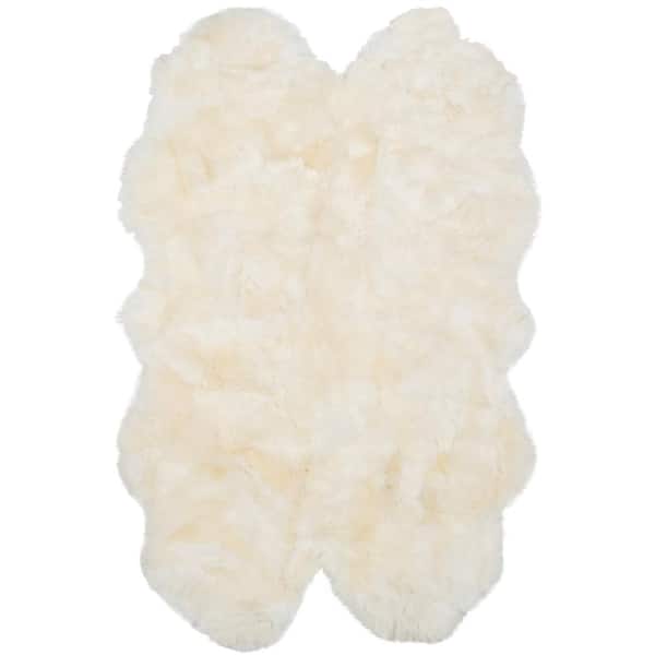 SAFAVIEH Sheep Skin White 4 ft. x 6 ft. Solid Area Rug