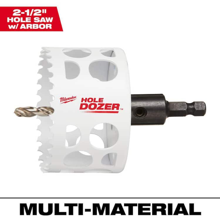 Milwaukee 2-1/2 in. Hole Dozer Bi-Metal Hole Saw with 3/8 in. Arbor & Pilot Bit