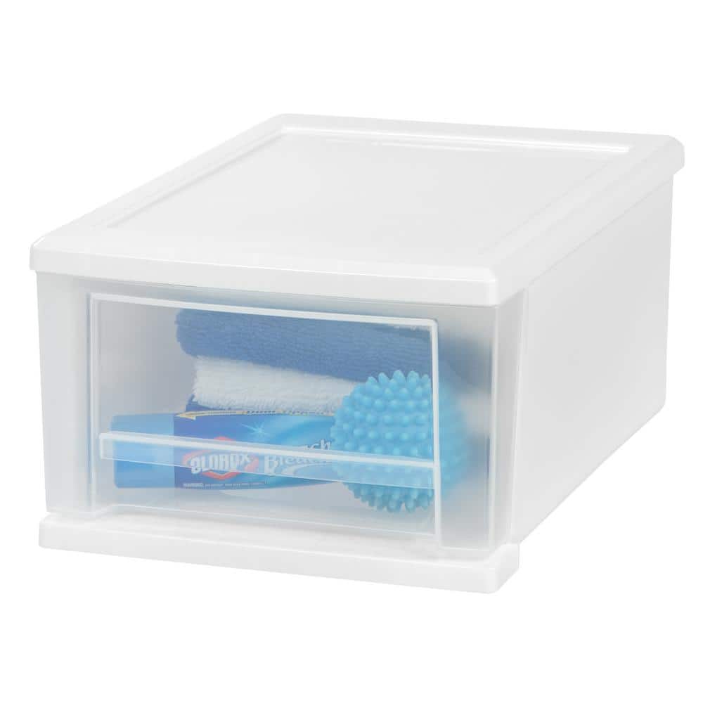 Modular White Stackable Plastic Drawer Cabinet with Safety Stop