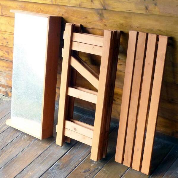 Unbranded - 31.89 in. W x 34.06 in. H Garden Folding Utility Table and Potting Bench, Natural Stained