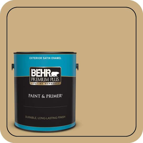 BEHR PREMIUM PLUS 1 gal. #S310-4 Perennial Gold Satin Enamel Exterior Paint & Primer