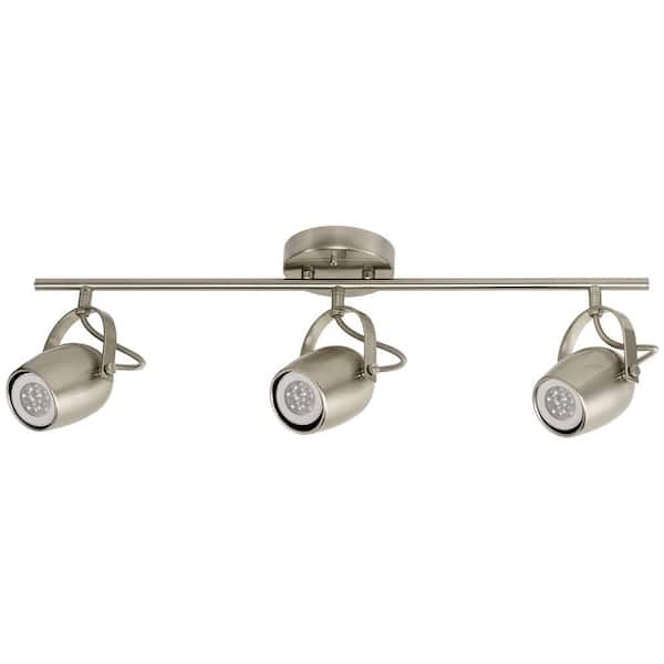 Globe Electric Samara Collection 3-Light Brushed Nickel Track Lighting with Dimmable 50-Watt LED GU10 Bulb Included