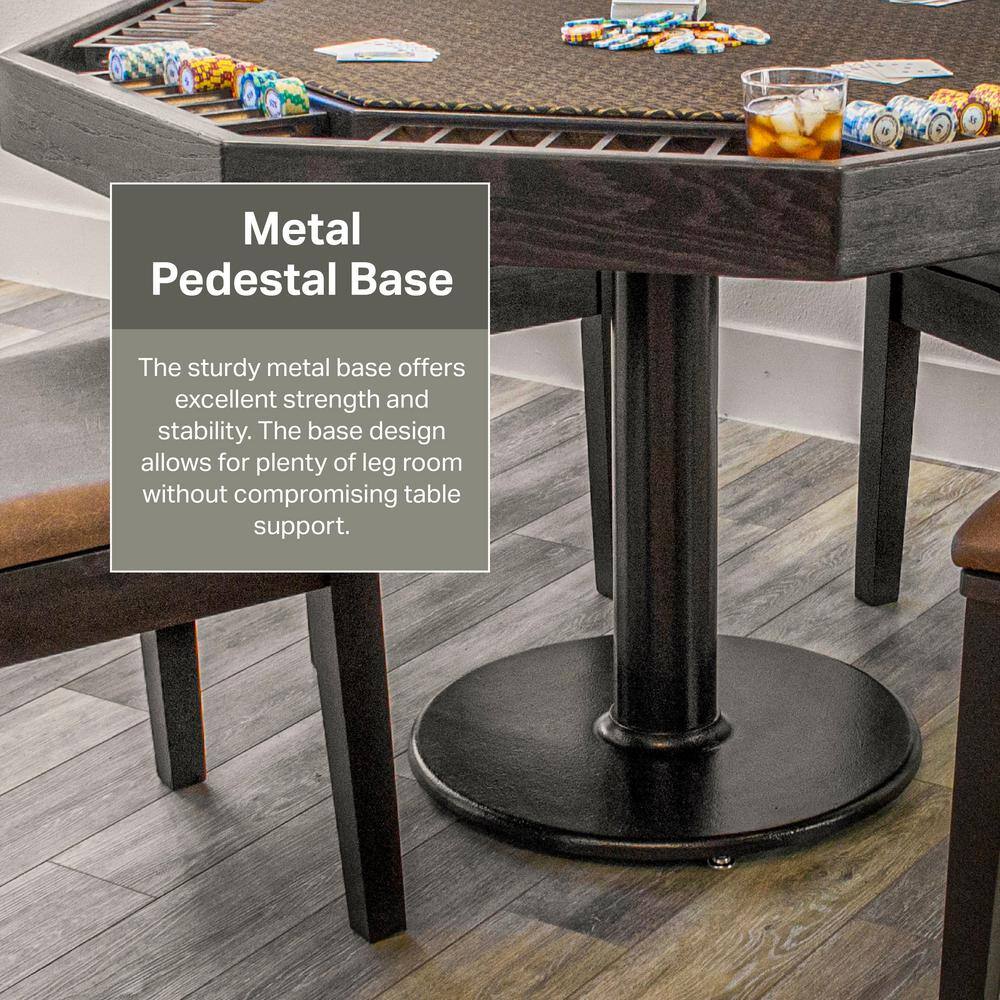 Mocha Oak 48'' Octagonal Poker Table with Metal Base