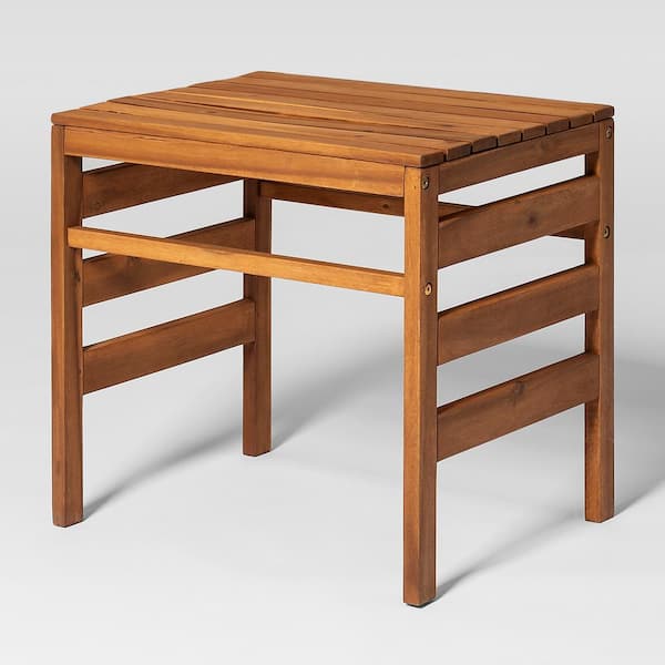 Walker Edison Furniture Company Modular Acacia Outdoor Side Table in Brown