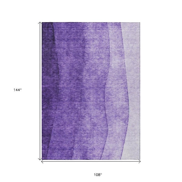 Purple, Lilac, Lavender 9 ft. x 12 ft. Woven Abstract Polyester Rectangle Indoor / Outdoor Area Rug