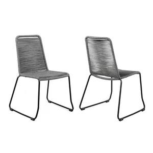 MADE 4 HOME Neil Armless Wicker Outdoor Dining Chair in Black (2-Pack ...