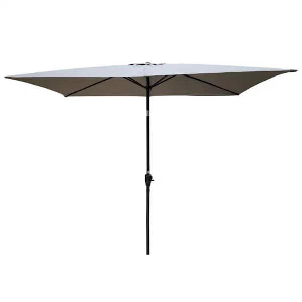 Tenleaf 9 ft. Aluminum Market Crank and Push Button Tilt Waterproof Patio Umbrella in Gray