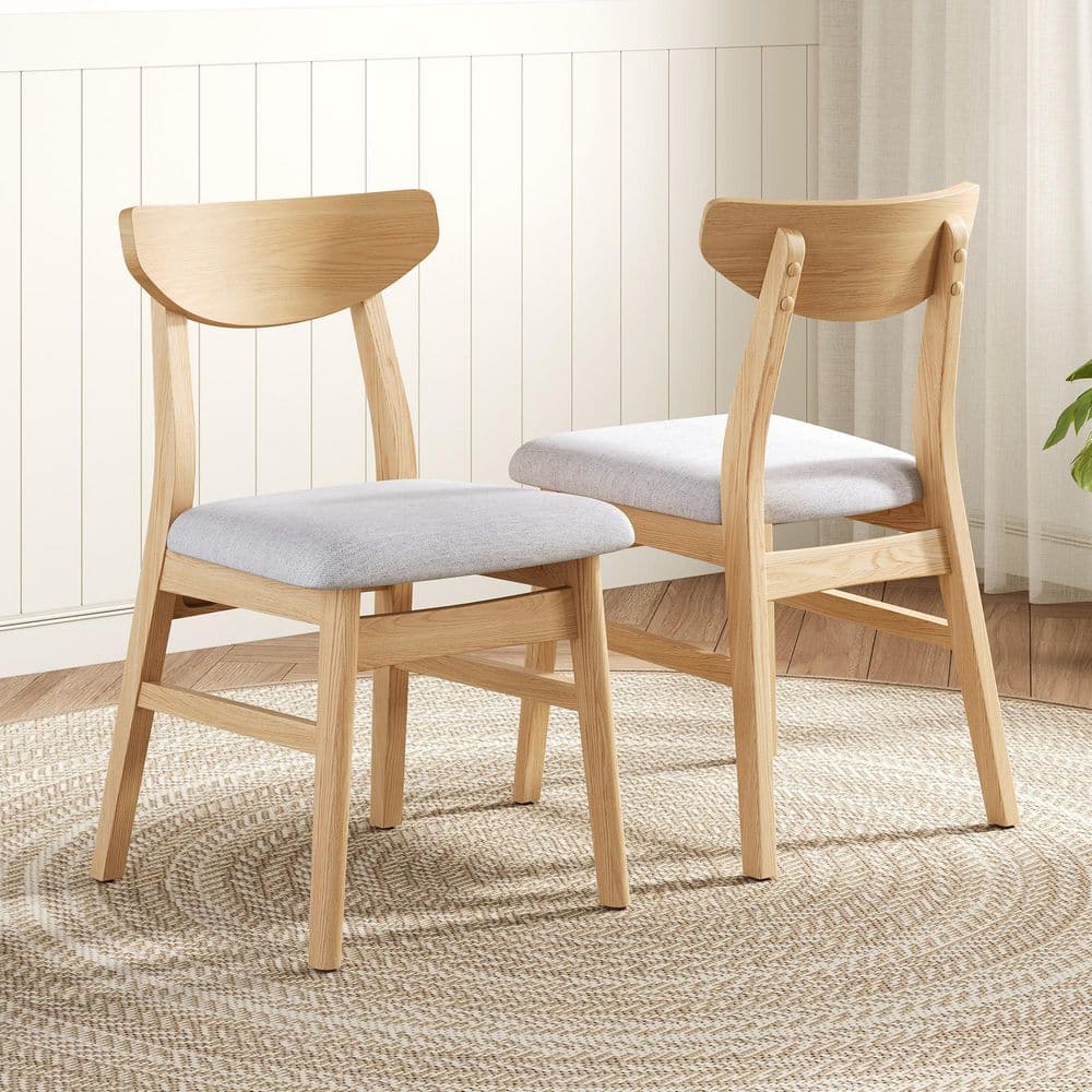 Harper & Bright Designs Modern Natural Finish Solid Wood Dining Chairs ...