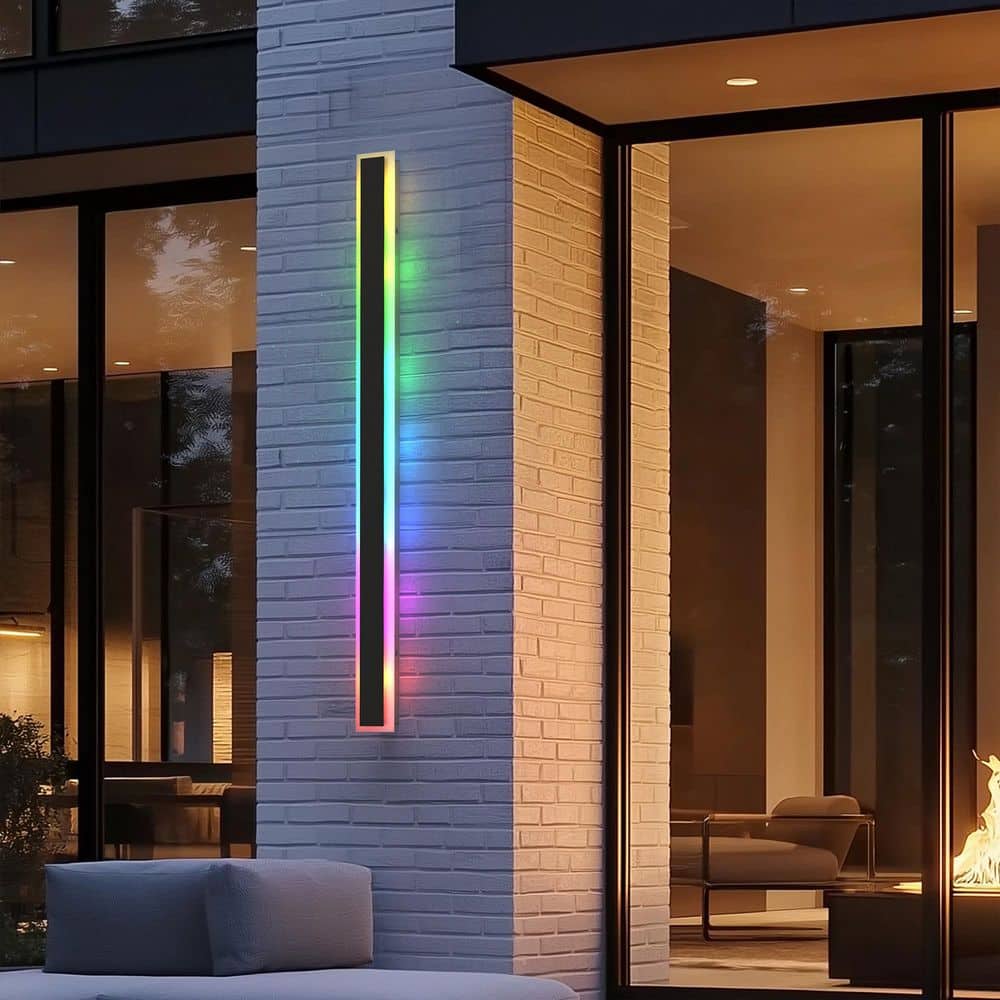 1-Light 37 in. Black Modern RGB LED Outdoor Wall Lantern Sconce for Garden, Waterproof Porch Light price history on PriceWatchPro