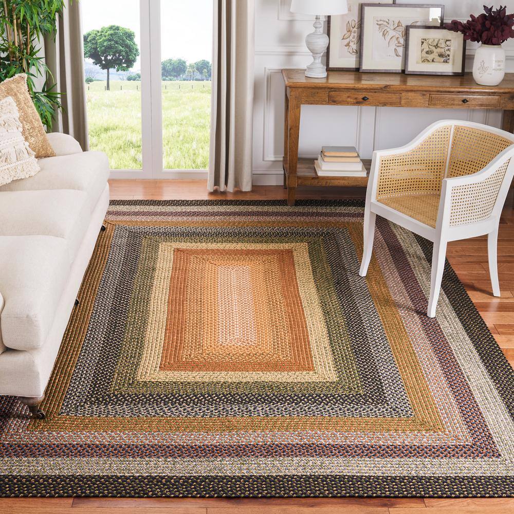 Coastal Charm Handwoven Blue Multi 8' x 10' Oval Synthetic Rug