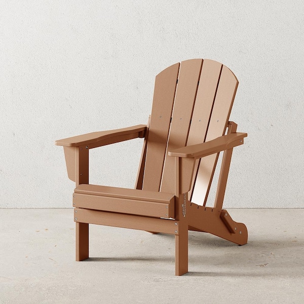 Laguna Fade Resistant Outdoor Patio HDPE Poly Plastic Classic Folding Adirondack Lawn Chair in Teak
