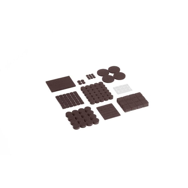 SUPER SLIDERS Assorted Brown Heavy-Duty Bumpers and Felt Pads (200-Pack)
