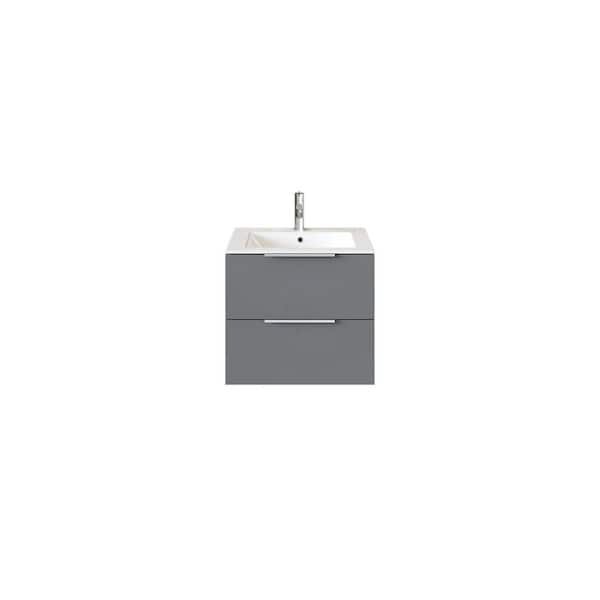 Galsaky 32 in. Single Sink Floating Gray Bath Vanity with White Porcelain Top (Assembled)