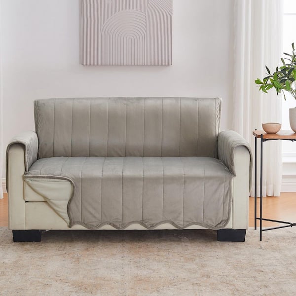 Wild Dove Grey Ultra-Soft Velvet Loveseat Furniture Protector Slipcover