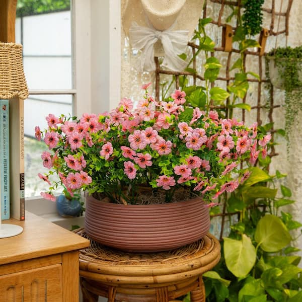 Nearly Natural 13 in. Pink UV Resistant Artificial Daisy Bush