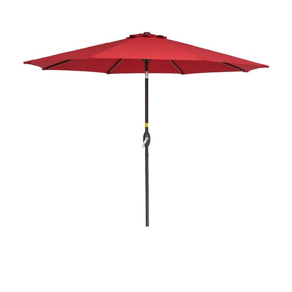 Inner Decor Seymo 9 ft. Steel Market Tilt Patio Umbrella in Red Without ...