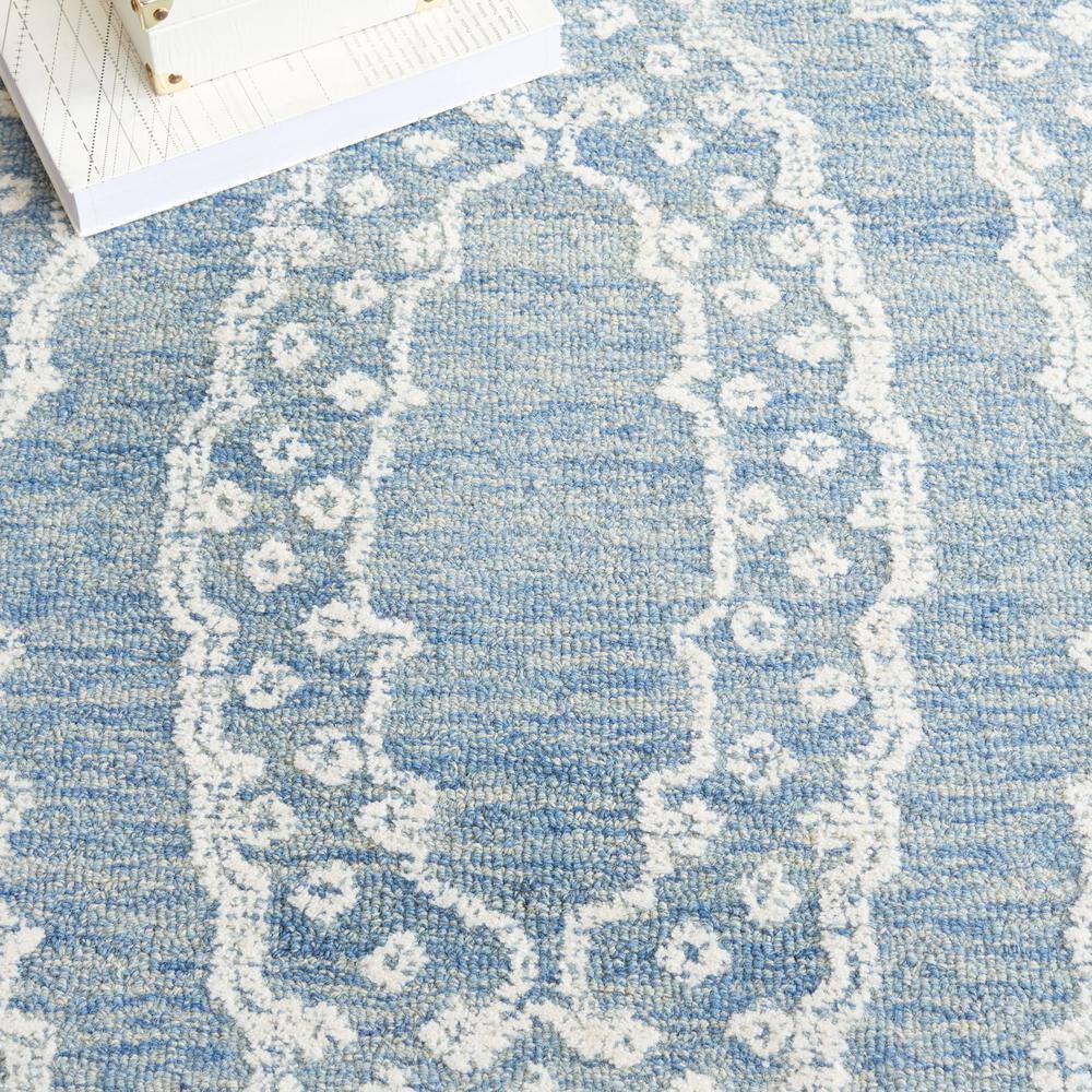 Ivory and Navy Tufted Handmade Wool Area Rug, 6' x 9'