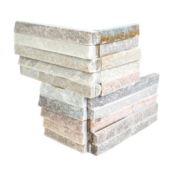 MSI Golden Honey Pencil Ledger Corner 6 in. x 6 in. x 6 in. Splitface Quartzite Wall Tile (2 sq. ft. / case)
