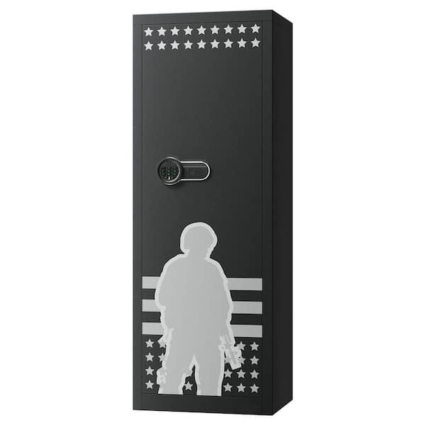 10-12 Gun Safe, Fireproof Cabinet for Rifles and Pistols, Quick Access, 4-Pistol Pockets, 3-Racks, Key/Password Lock