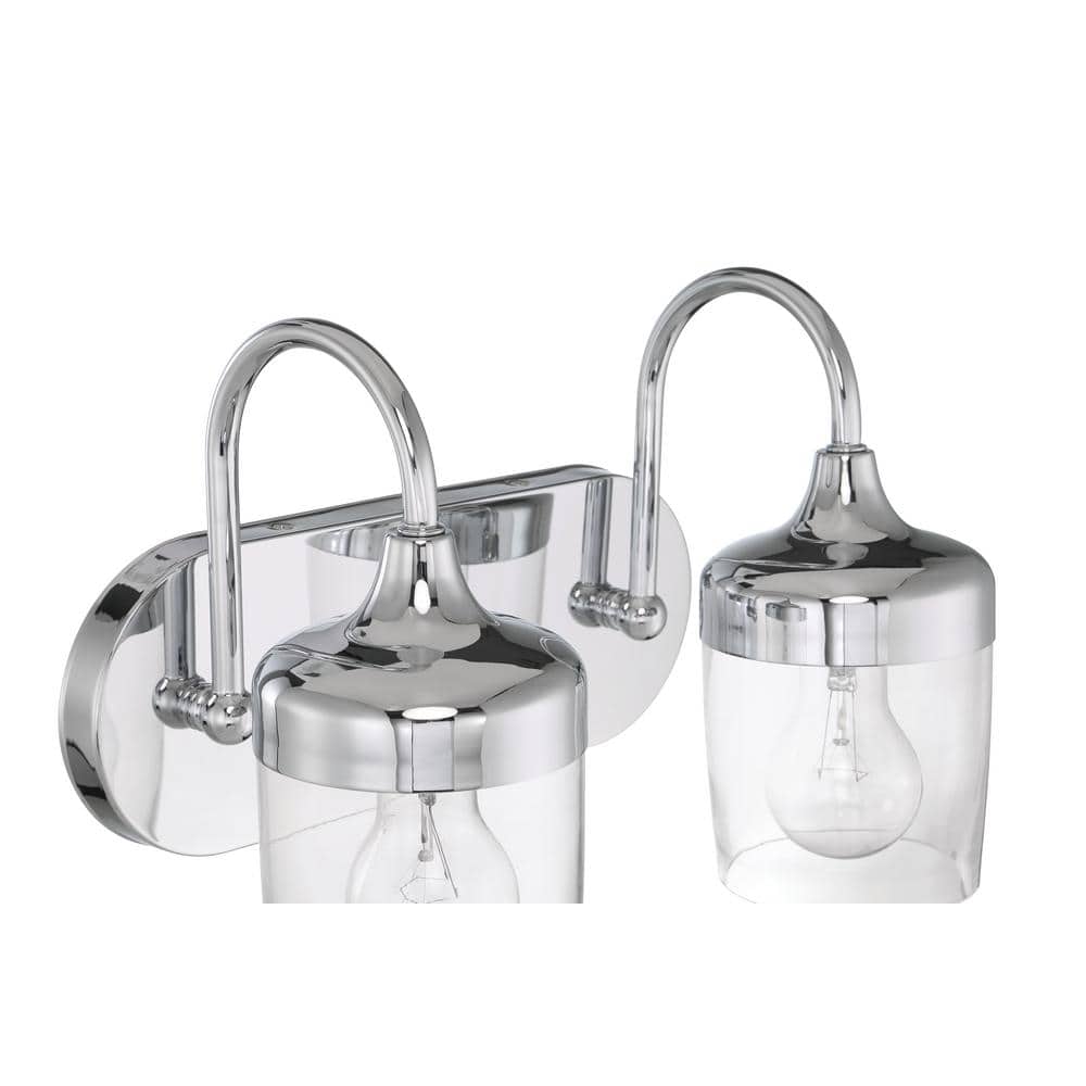 Wrenn 12.75" Chrome Vanity Light with Clear Glass Shades