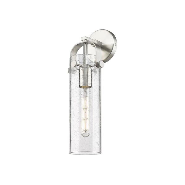 Innovations Pilaster 1-Light Satin Nickel Wall Sconce with Clear Glass Shade