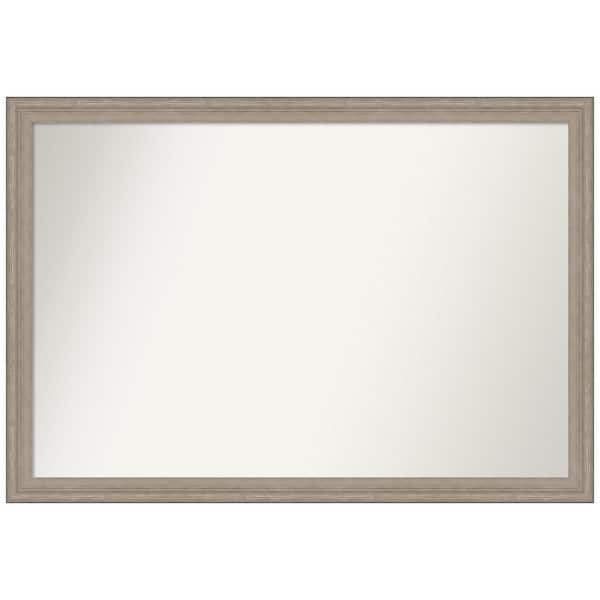 Amanti Art Curve Greywash 39 in. W x 27 in. H Non-Beveled Wood Bathroom Wall Mirror in Gray