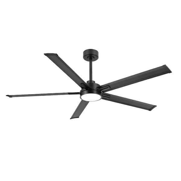 MLiAN 60 in. (5 ft.) 5 Aluminium Blades Indoor Smart Ceiling Fan with Integrated LED and Remote, Black