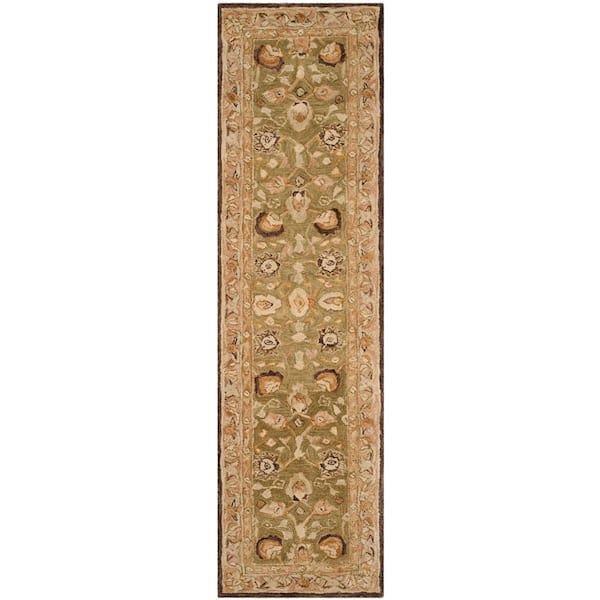 SAFAVIEH Anatolia Sage/Beige 2 ft. x 8 ft. Border Runner Rug