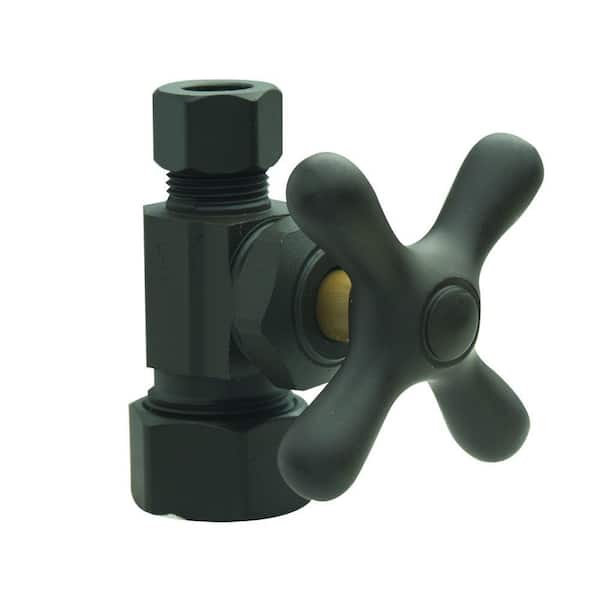 BrassCraft 1/2 in. Comp Inlet x 3/8 in. Comp Outlet Multi-Turn Straight Valve with Cross Handle in Oil Rubbed Bronze