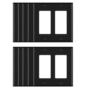 2 Gang Midsize Decorator/Rocker Wall Plate, Black(10-Pack)